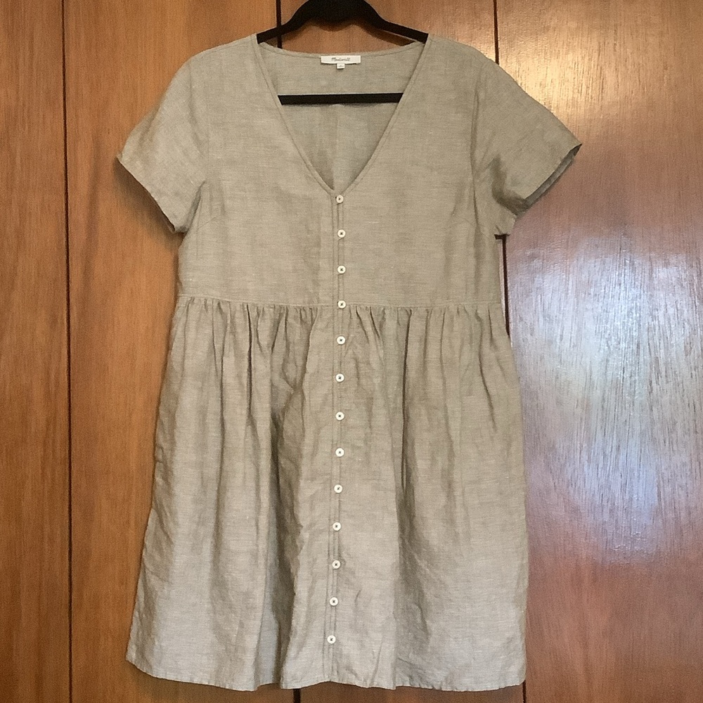 Madewell Beige Button-Front Mini Dress